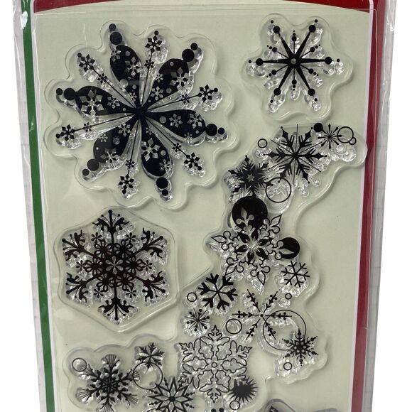 Inkadinkado Poly Clear Stamps Set of 7 Snowflakes Winter Christmas Holiday - Picture 3 of 5